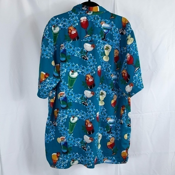 Cherokee Top Waikiki Wear Hawaiian Short Sleeve Button Up Tropical Mixed Drinks - Picture 9 of 12
